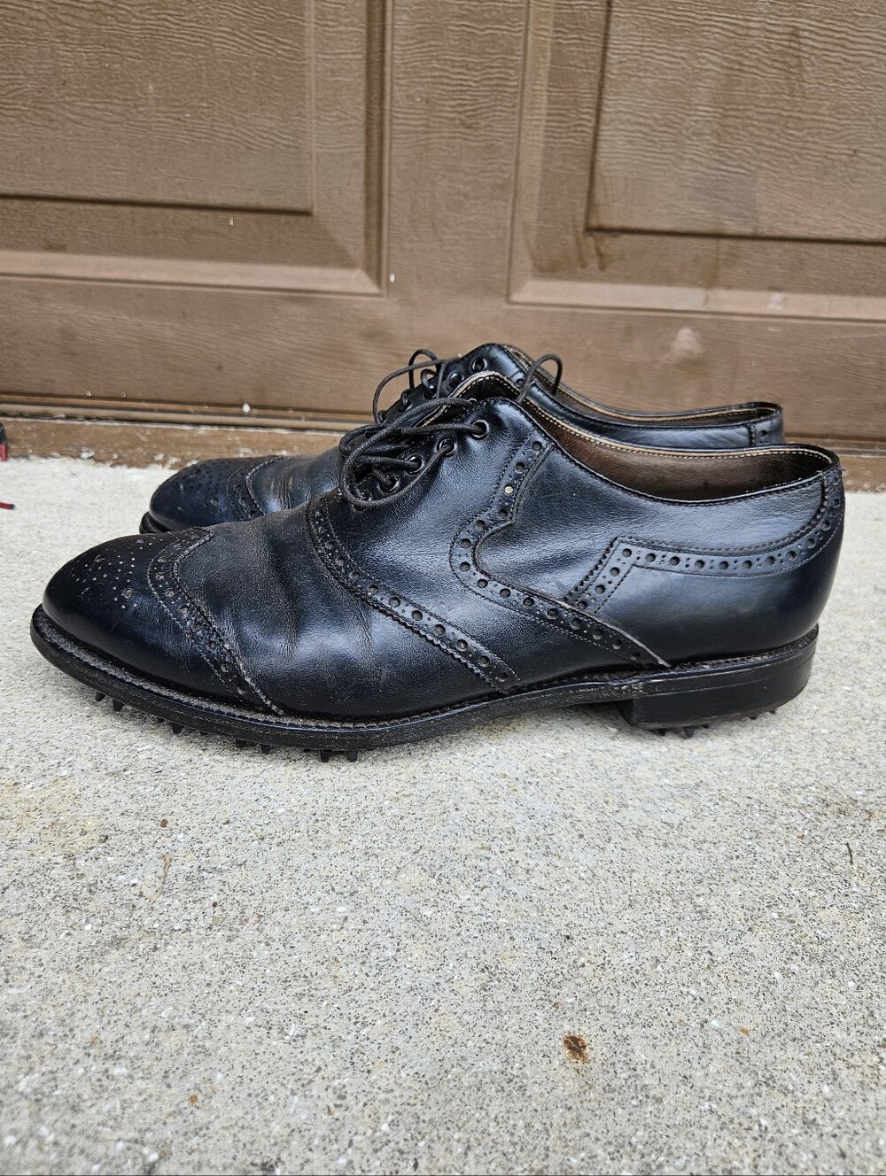 Vintage Footjoy Men’s Golf Shoes Size 9.5 D Black Oxford Leather Lace Up